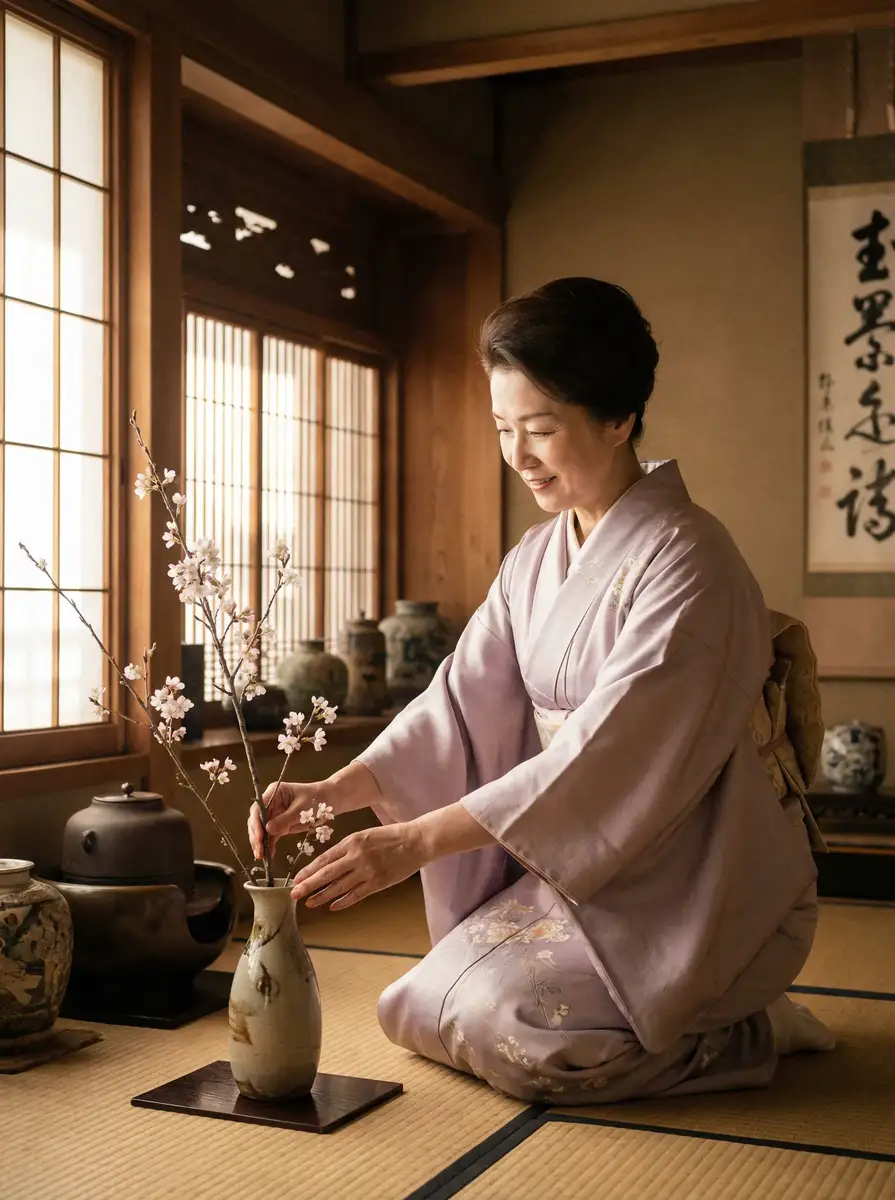 一位优雅的 香蕉视频 - 每日更新推荐，热门内容一站查看 在和室中插花